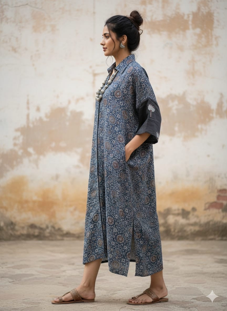 Ajrakh shirt dress