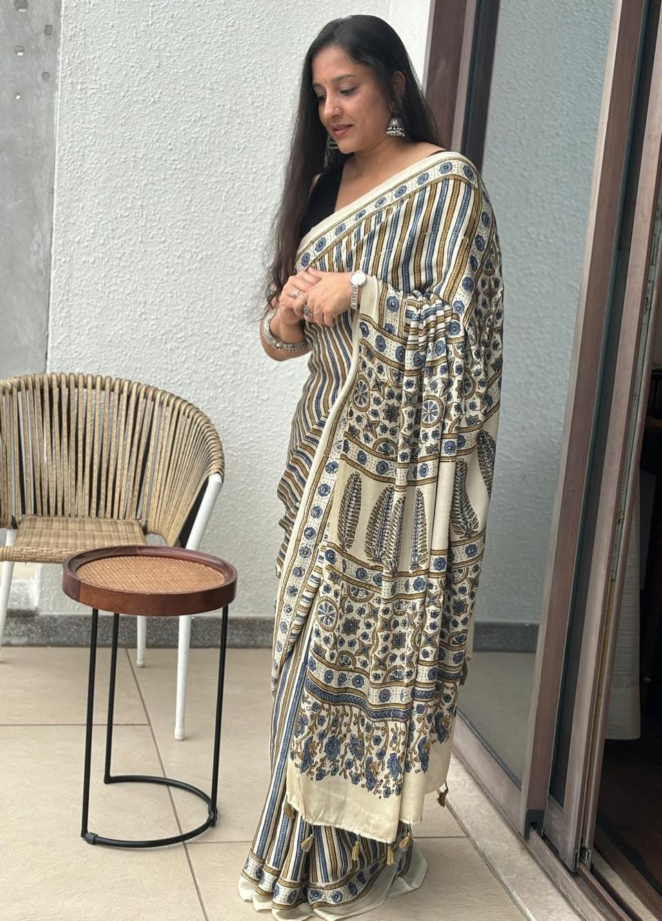 Ajrakh Modal saree