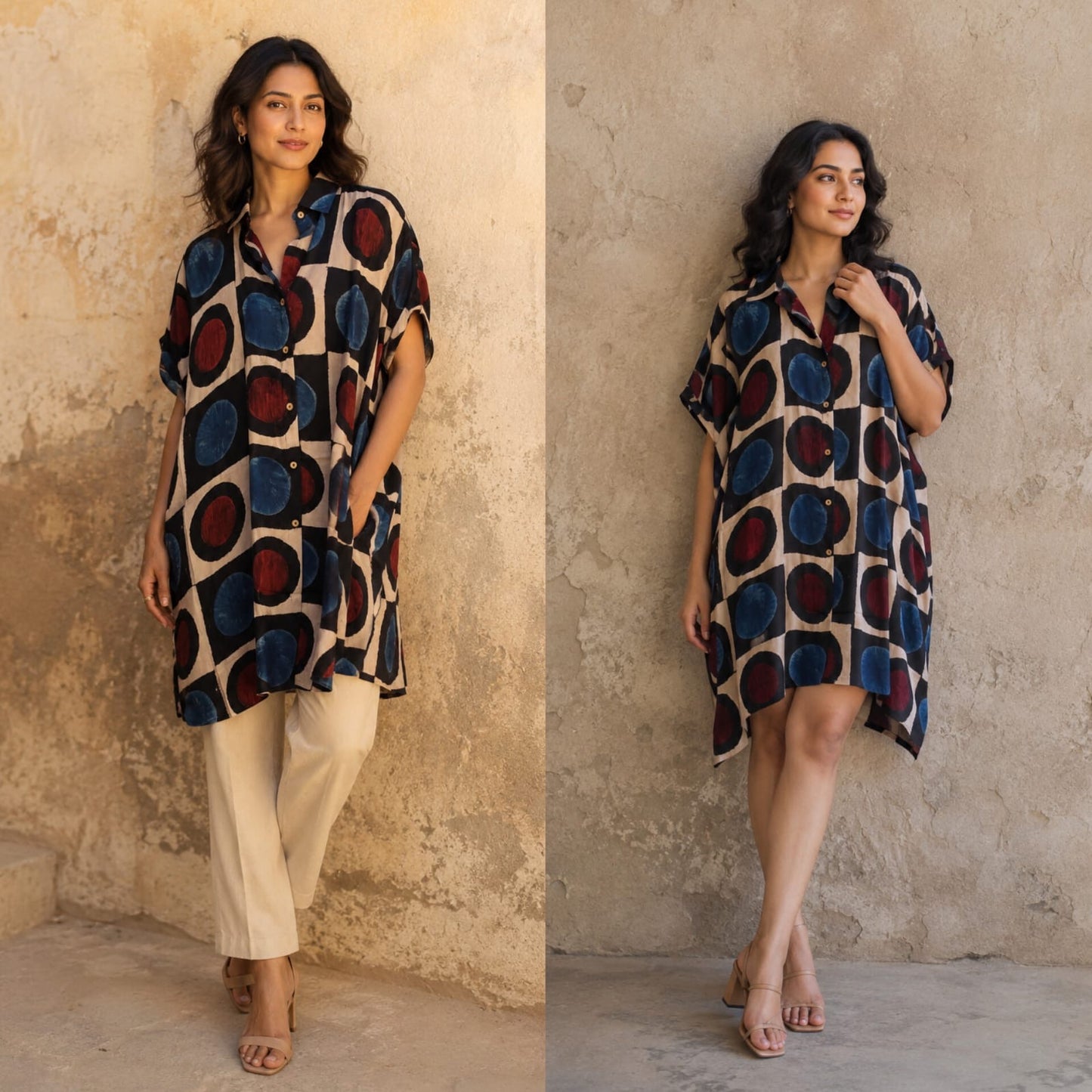 Ajrakh short shirt dress