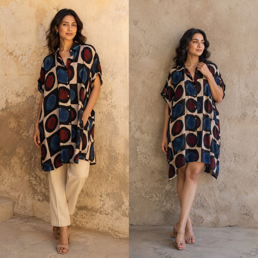 Ajrakh short shirt dress