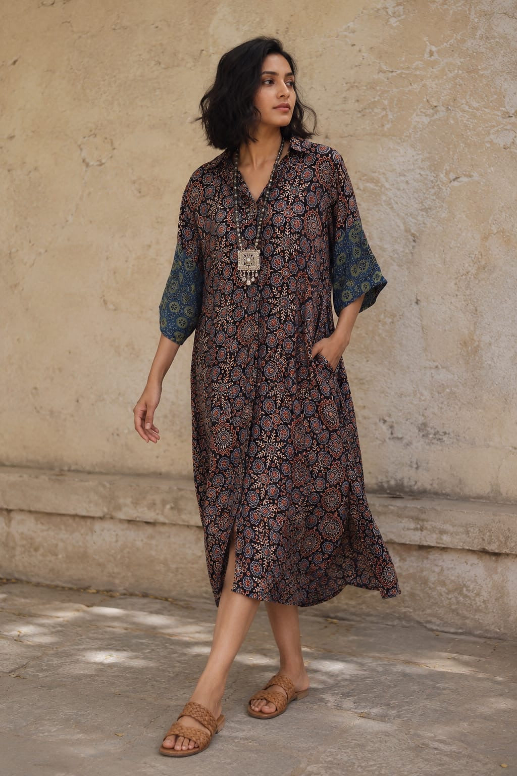 Ajrakh shirt dress