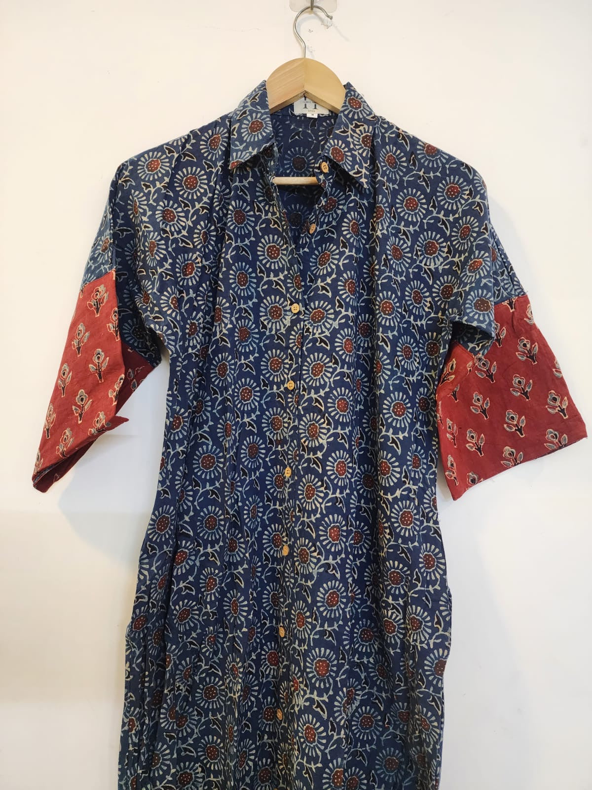 Ajrakh cotton shirt dress