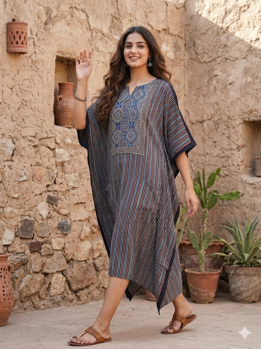 Ajrakh Kaftan in modal silk