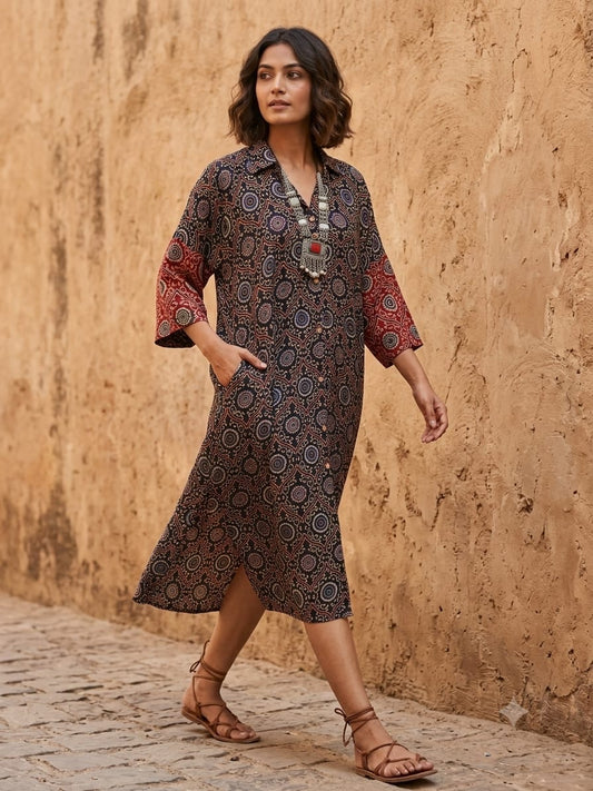 Ajrakh shirt dress