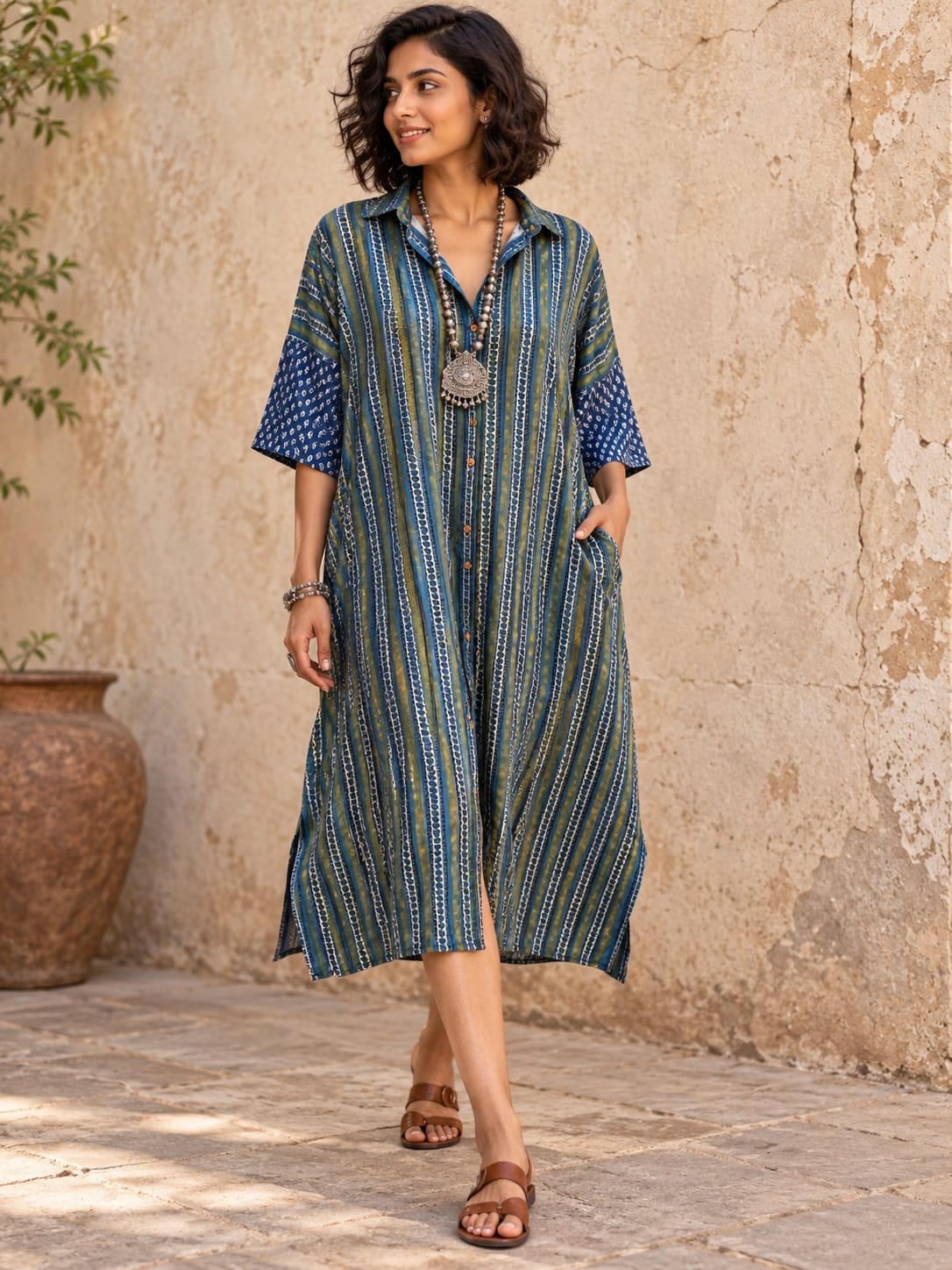 Ajrakh shirt dress