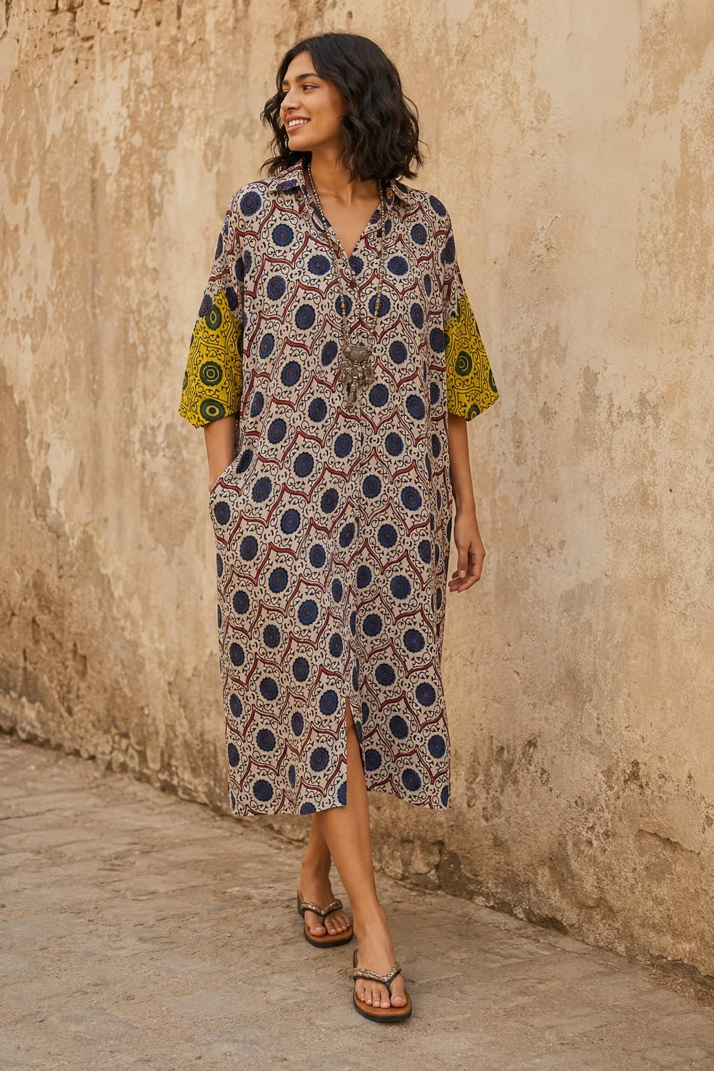 Ajrakh shirt dress