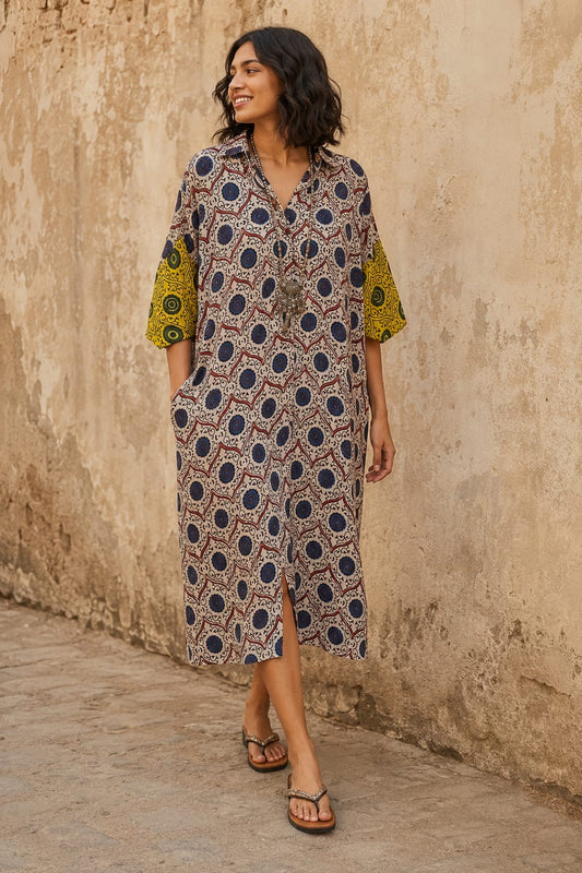 Ajrakh shirt dress