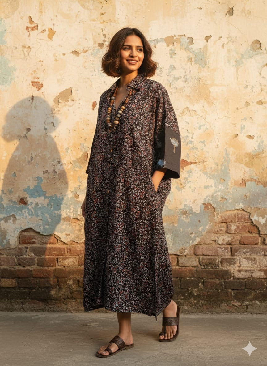 Ajrakh shirt dress