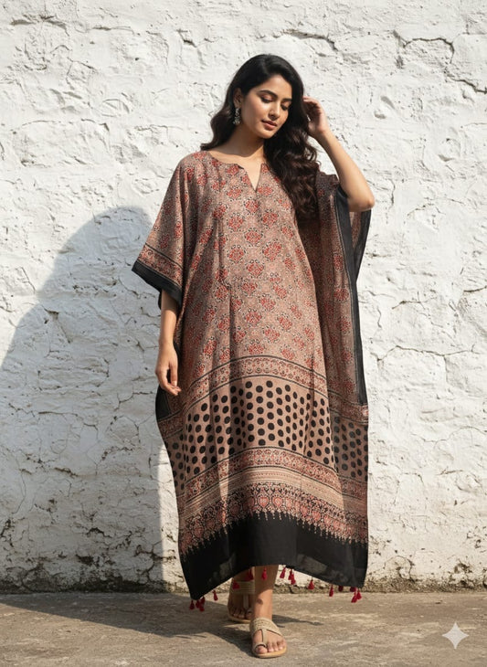 Ajrakh Kaftan in modal silk