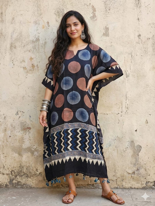 Ajrakh Kaftan in modal silk