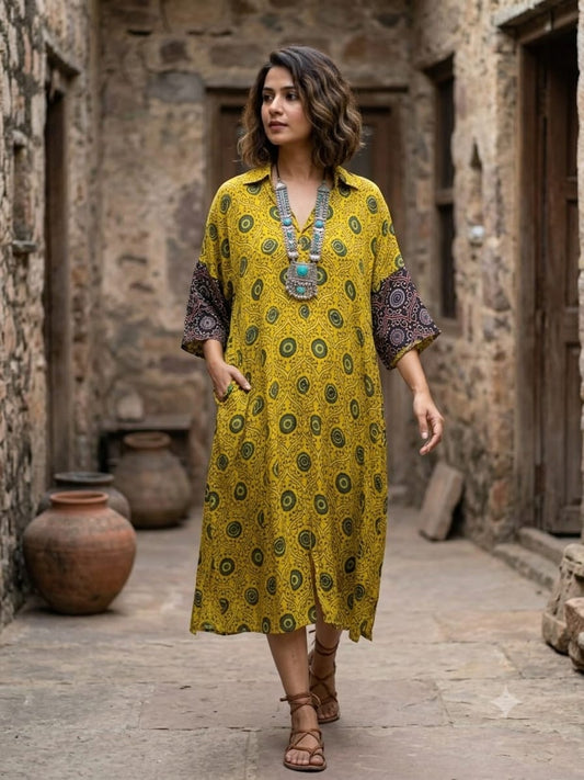 Ajrakh shirt dress