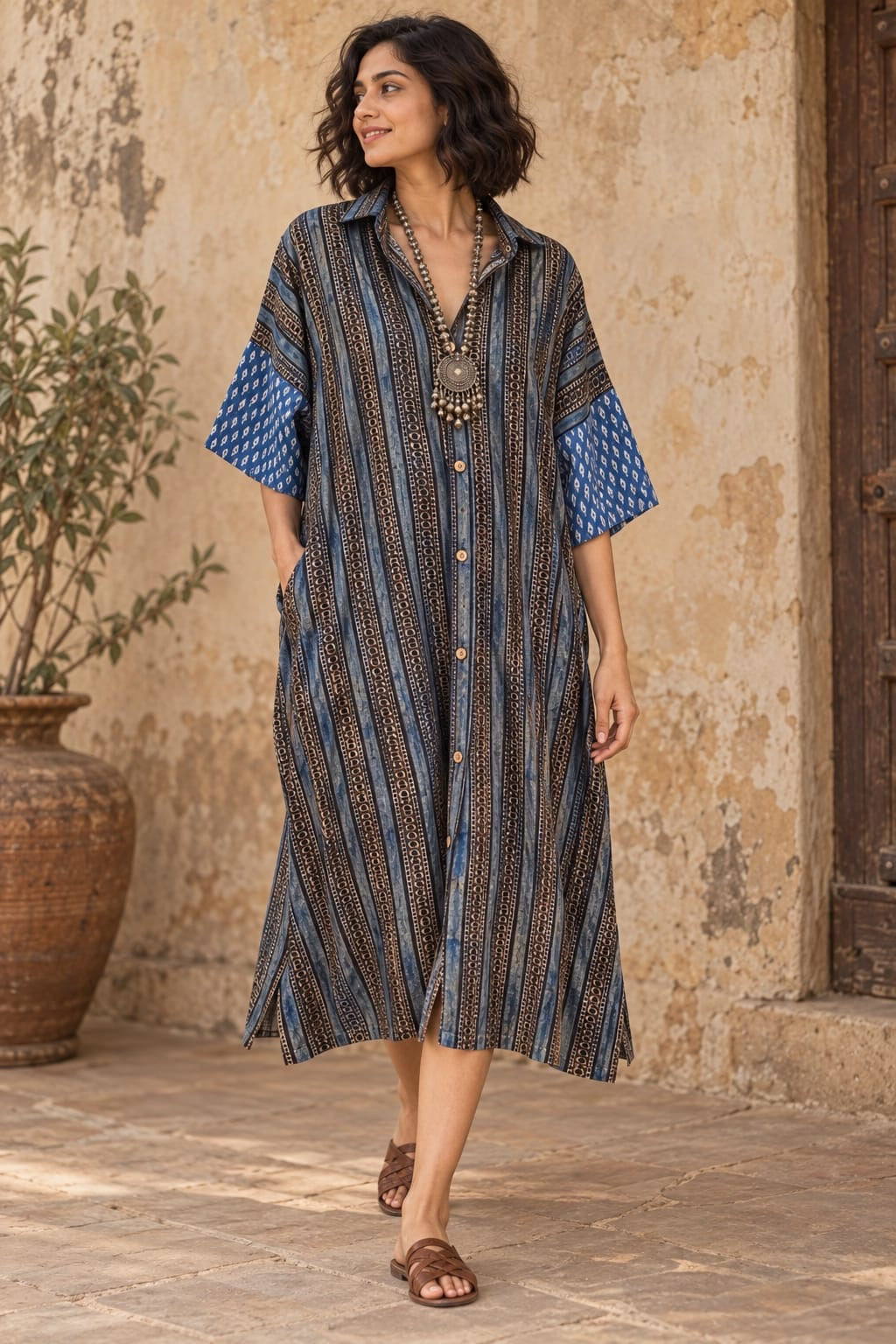 Ajrakh shirt dress