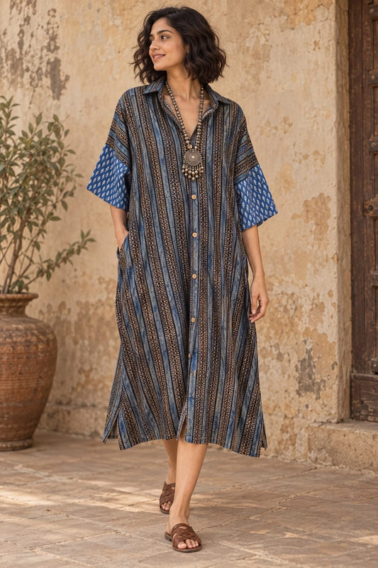 Ajrakh shirt dress