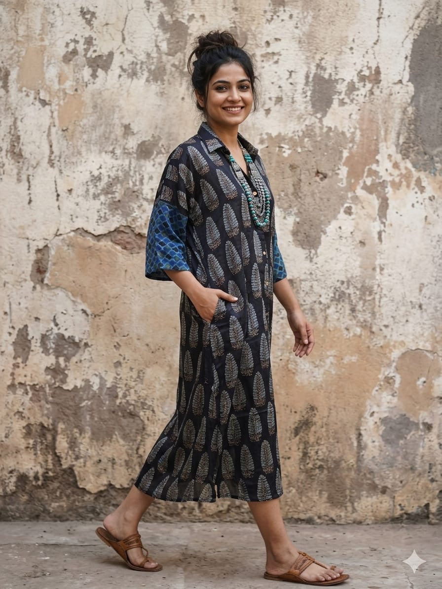Ajrakh shirt dress