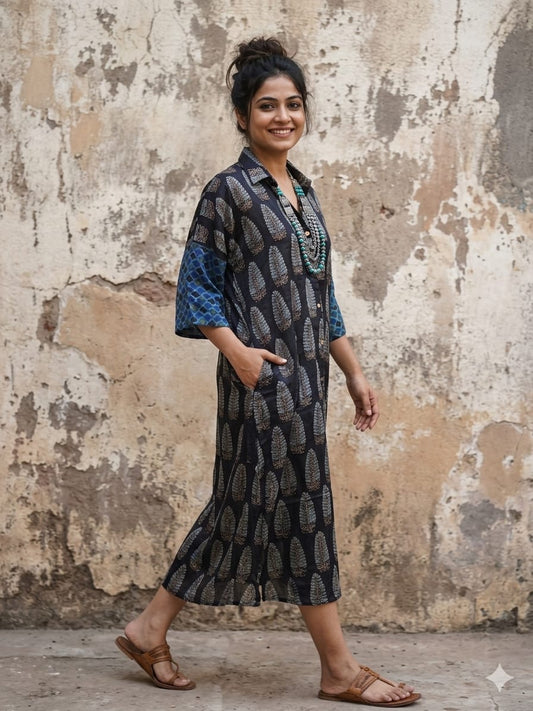 Ajrakh shirt dress