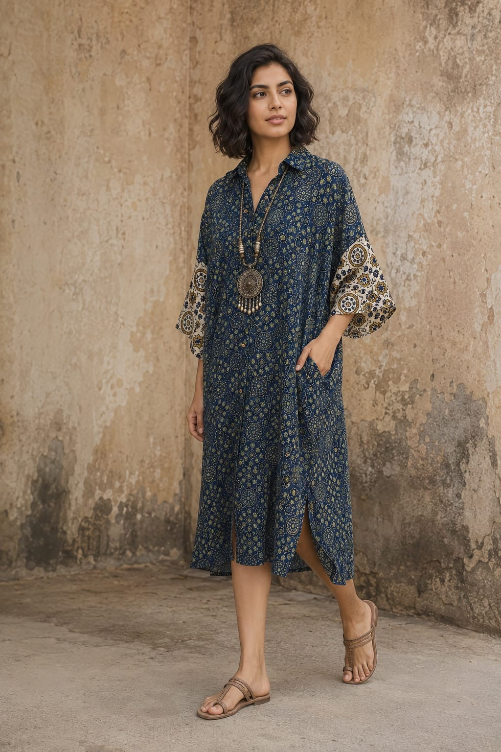 Ajrakh shirt dress