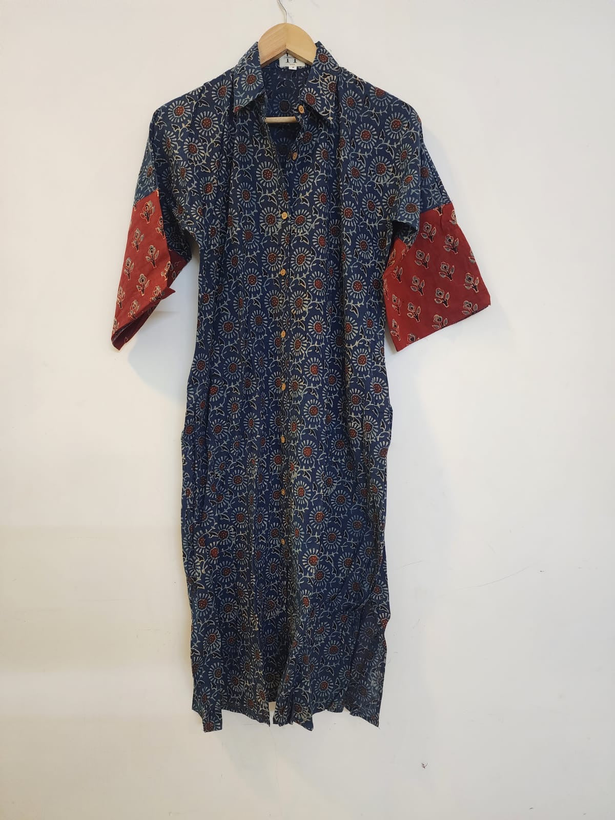 Ajrakh cotton shirt dress