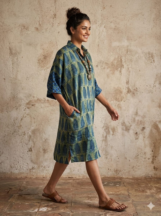 Ajrakh shirt dress