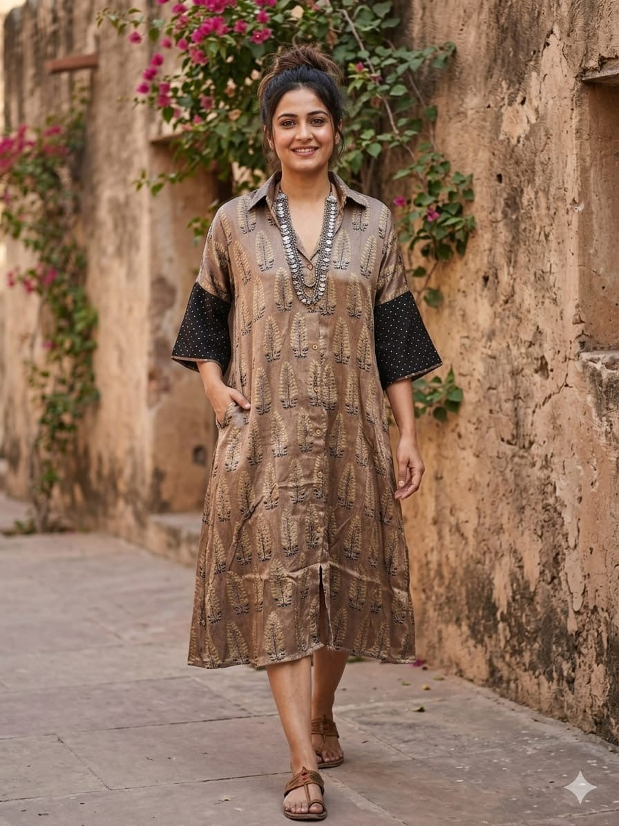 Ajrakh shirt dress