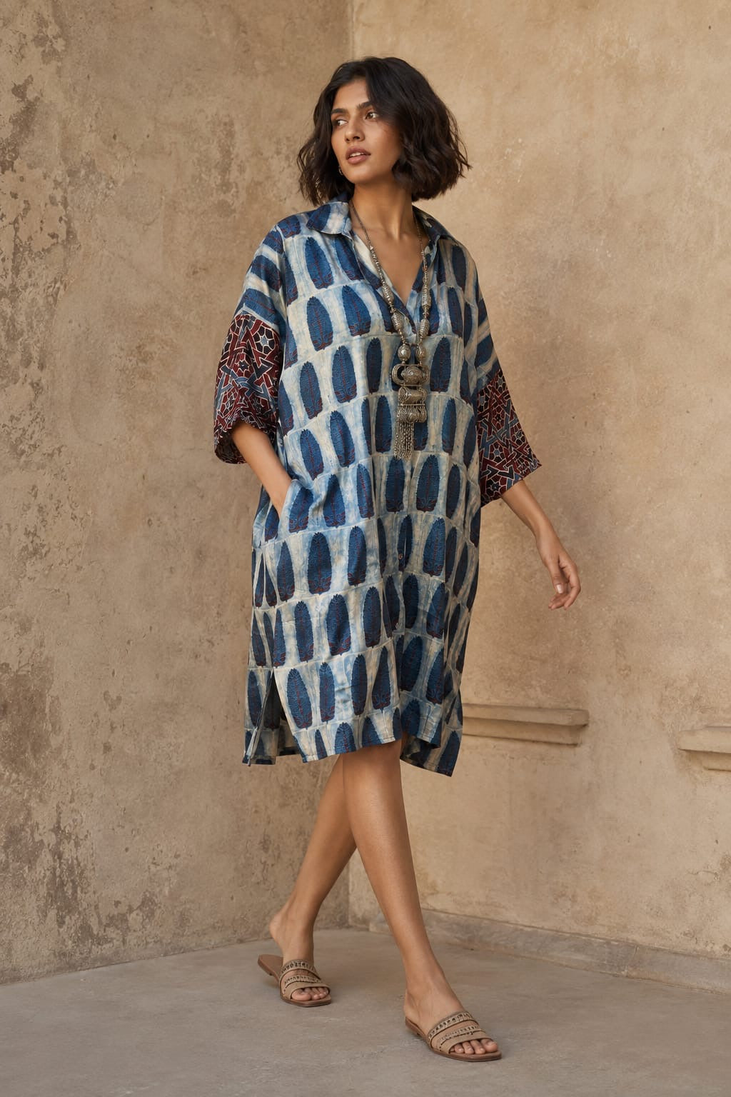 Ajrakh shirt dress (Short)