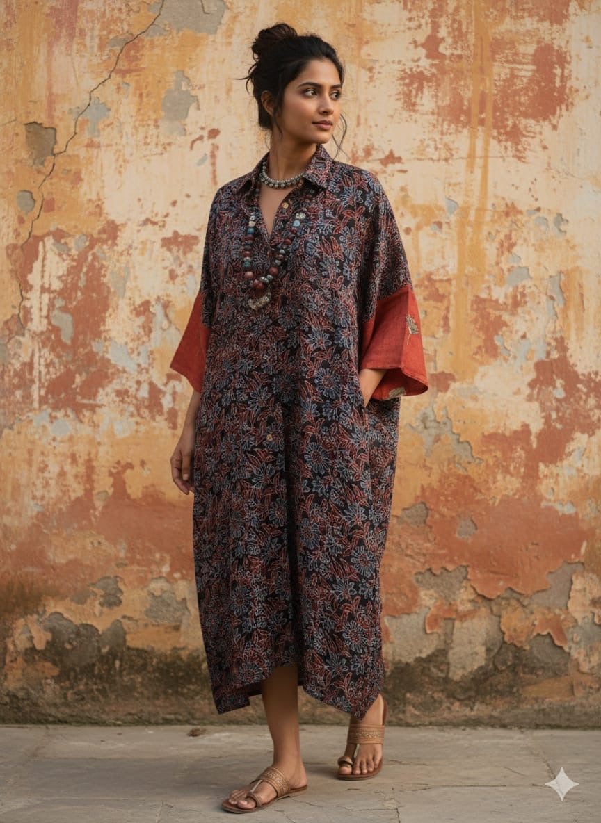 Ajrakh shirt dress