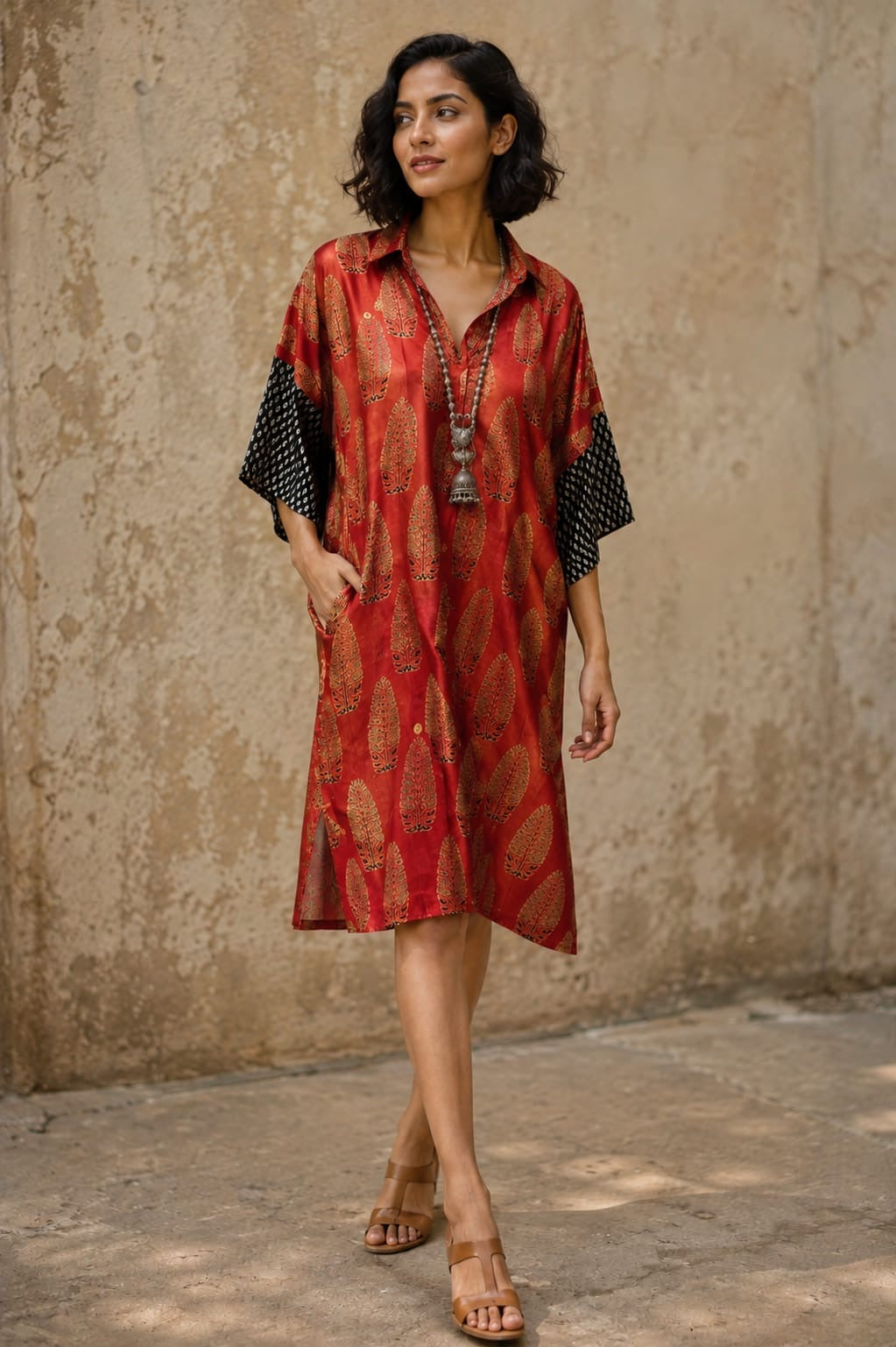 Ajrakh shirt dress (Short)