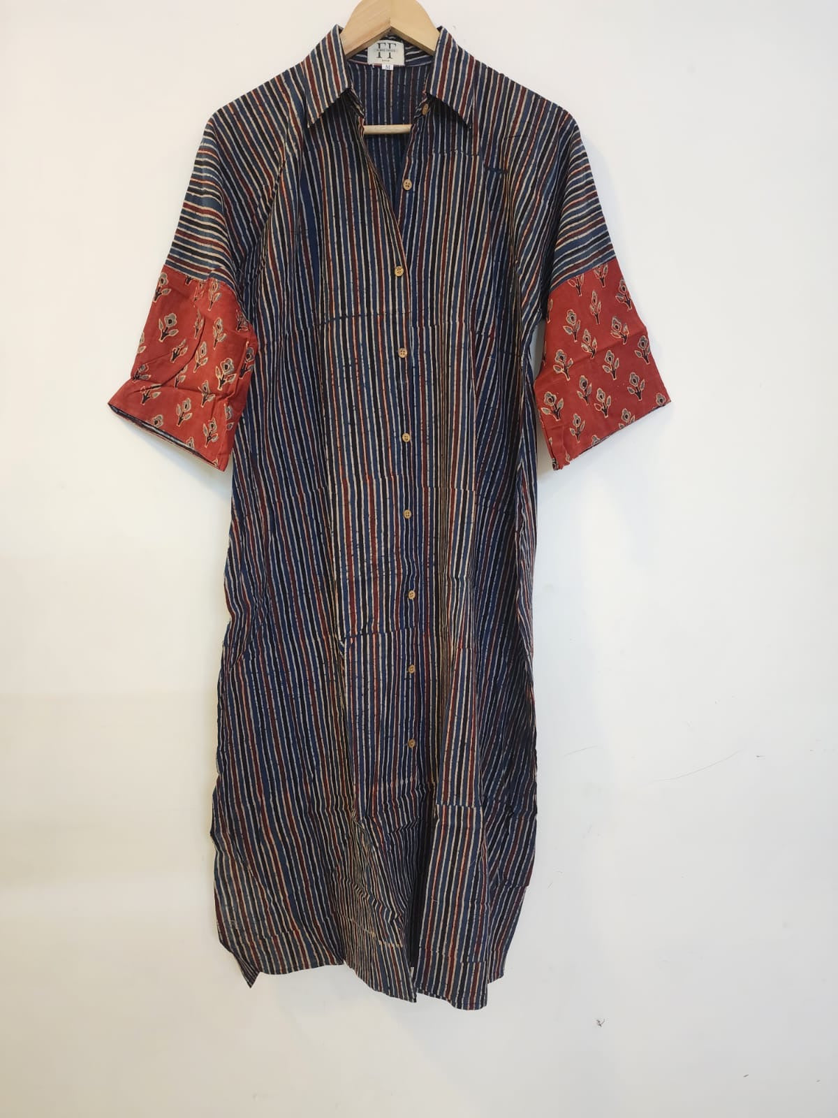 Ajrakh cotton shirt dress