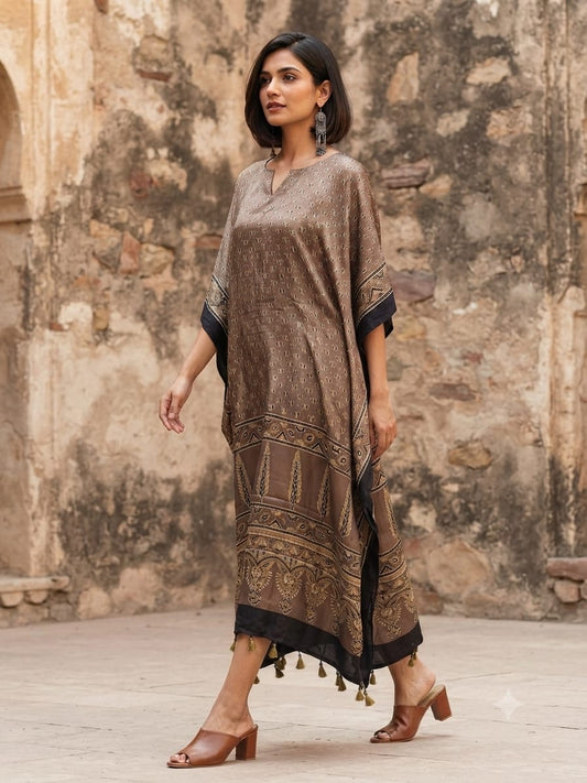 Ajrakh Kaftan in modal silk