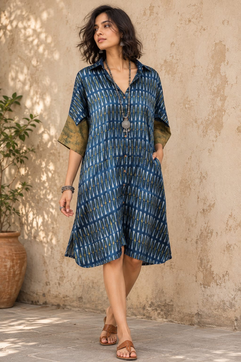 Ajrakh shirt dress (Short)