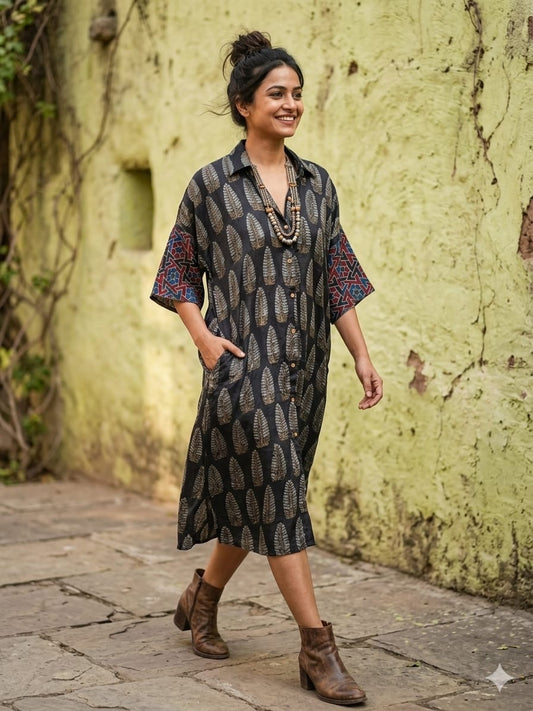 Ajrakh shirt dress