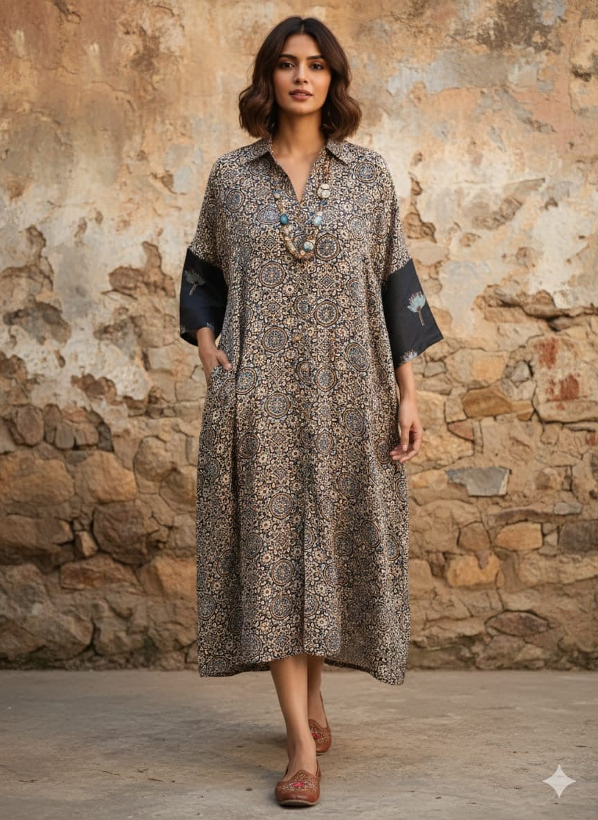 Ajrakh shirt dress