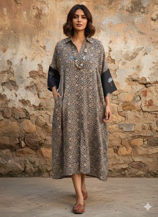 Ajrakh shirt dress