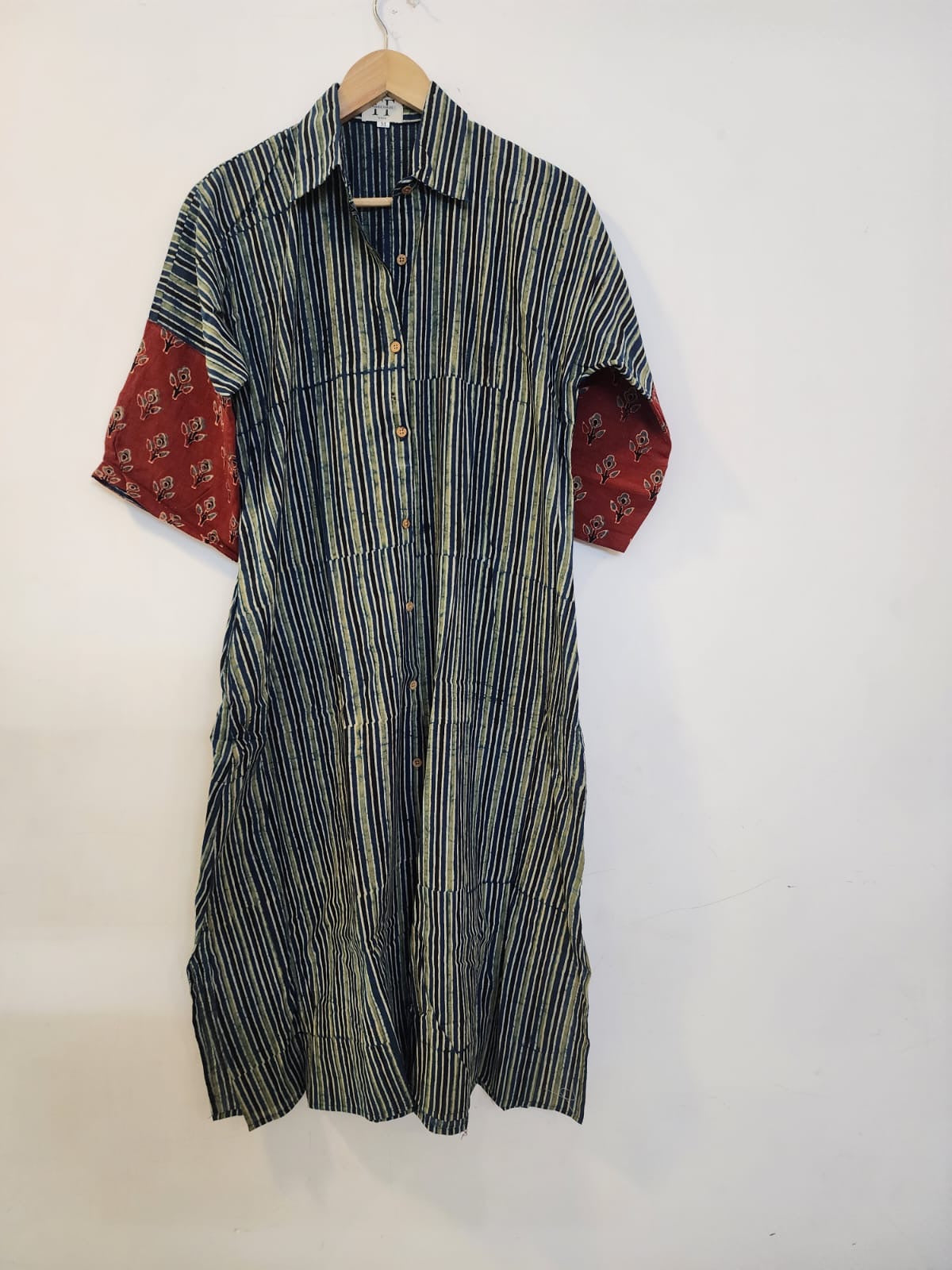 Ajrakh cotton shirt dress