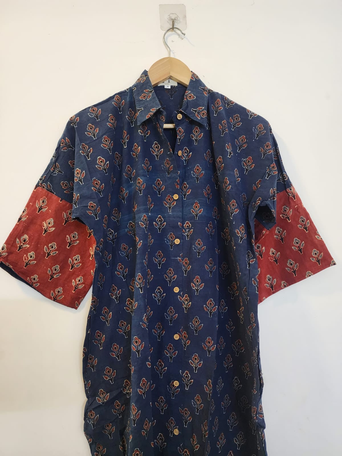 Ajrakh cotton shirt dress