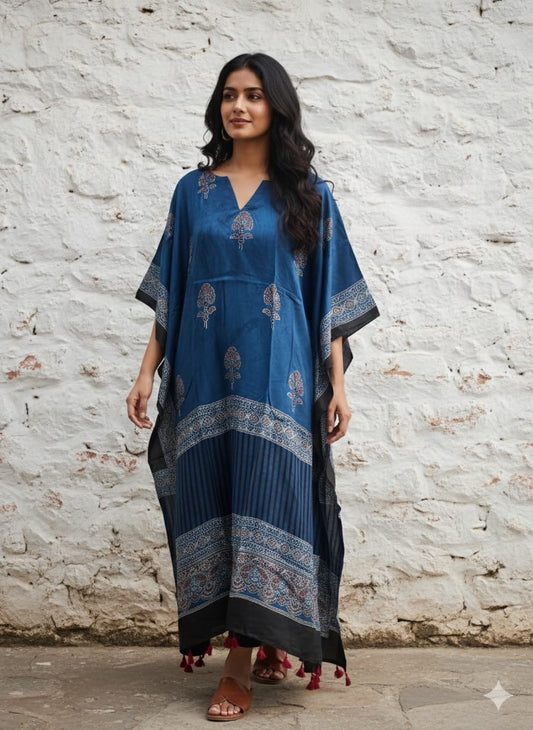 Ajrakh Kaftan in modal silk