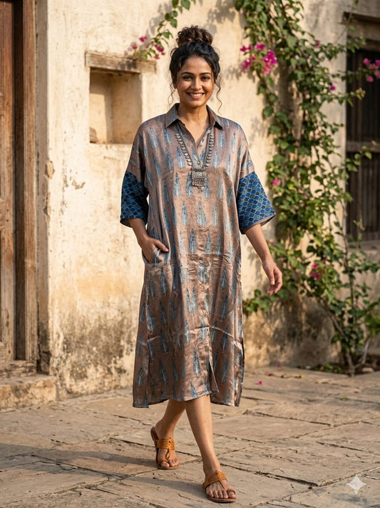 Ajrakh shirt dress