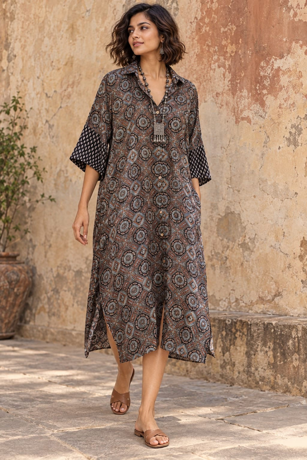 Ajrakh shirt dress