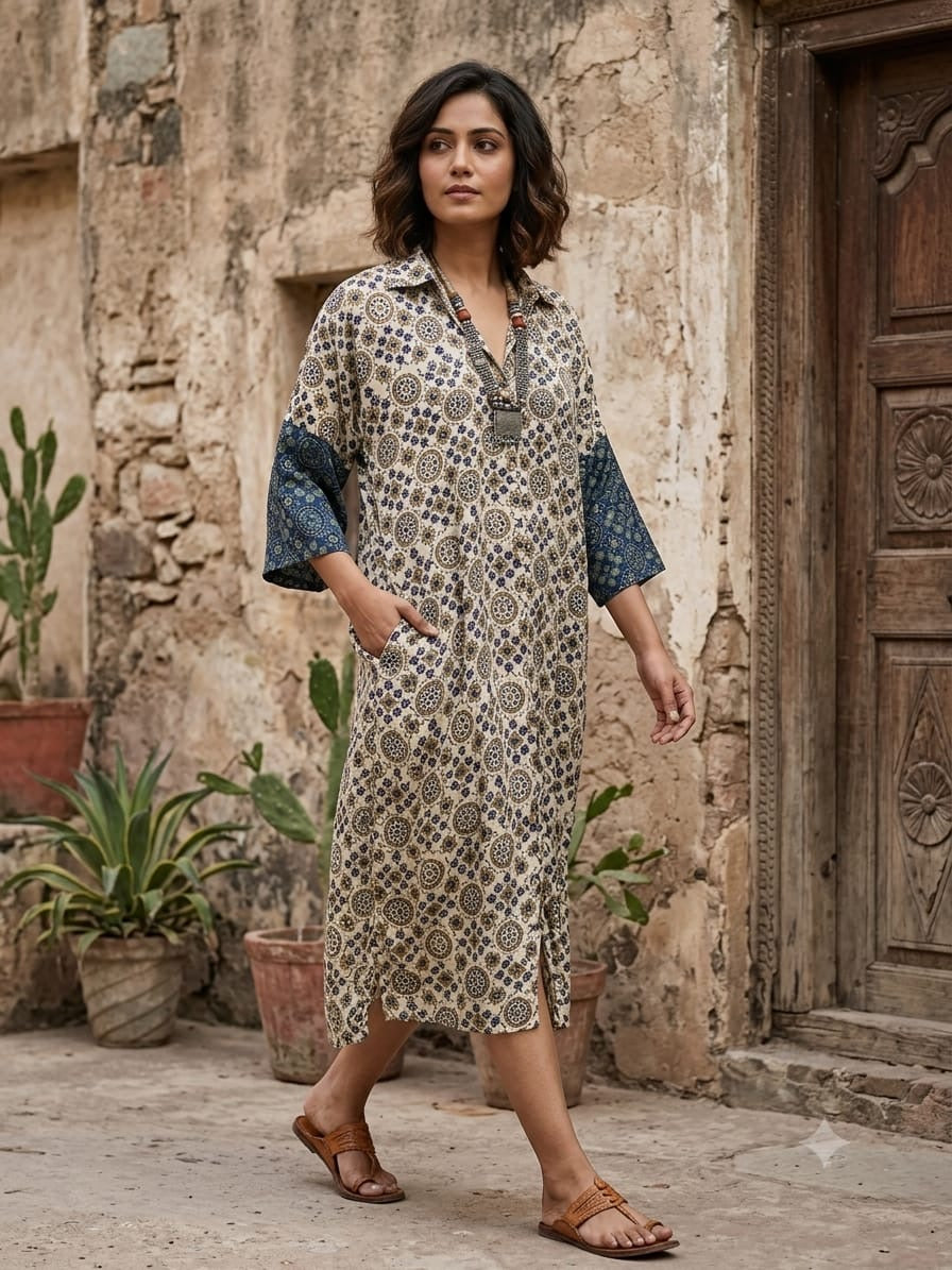 Ajrakh shirt dress