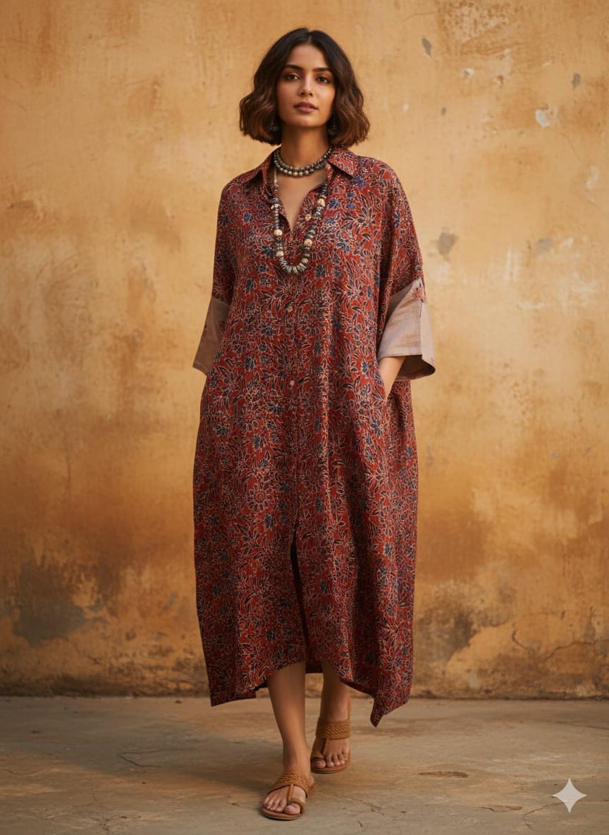 Ajrakh shirt dress