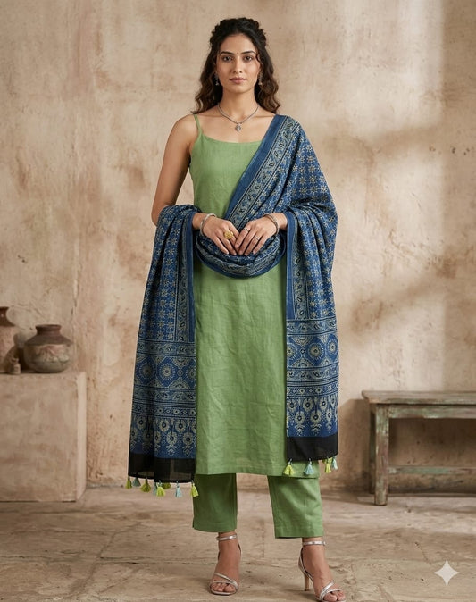 Ajrakh mul cotton dupatta