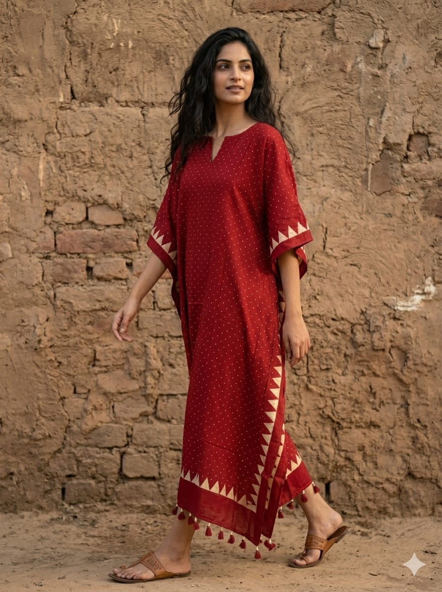 Ajrakh Kaftan in modal silk