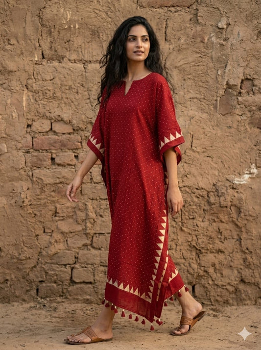 Ajrakh Kaftan in modal silk