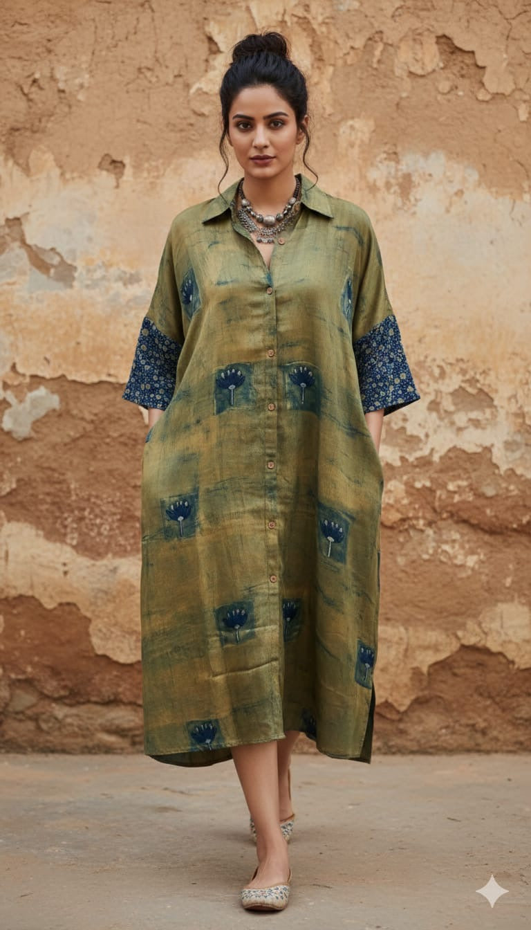 Ajrakh shirt dress