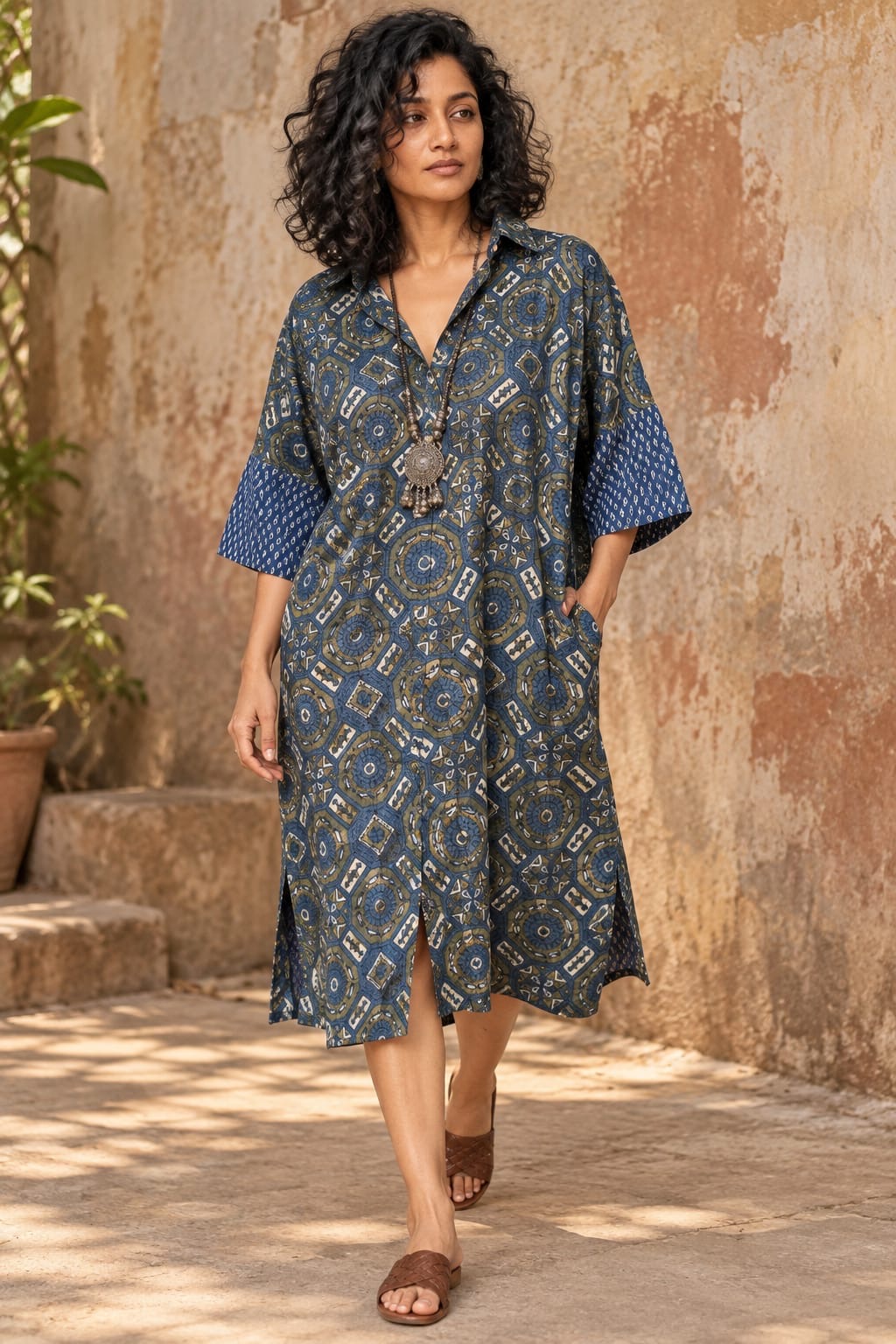 Ajrakh shirt dress