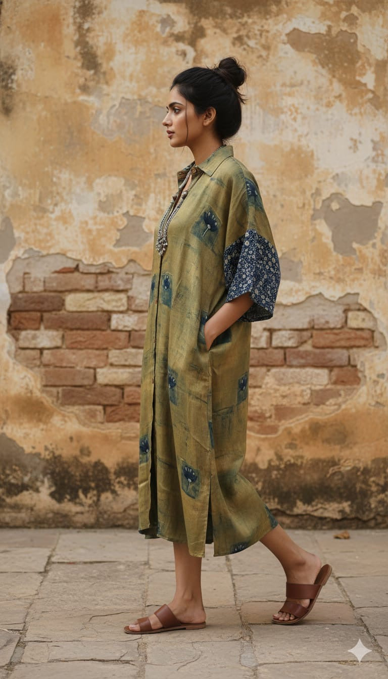 Ajrakh shirt dress