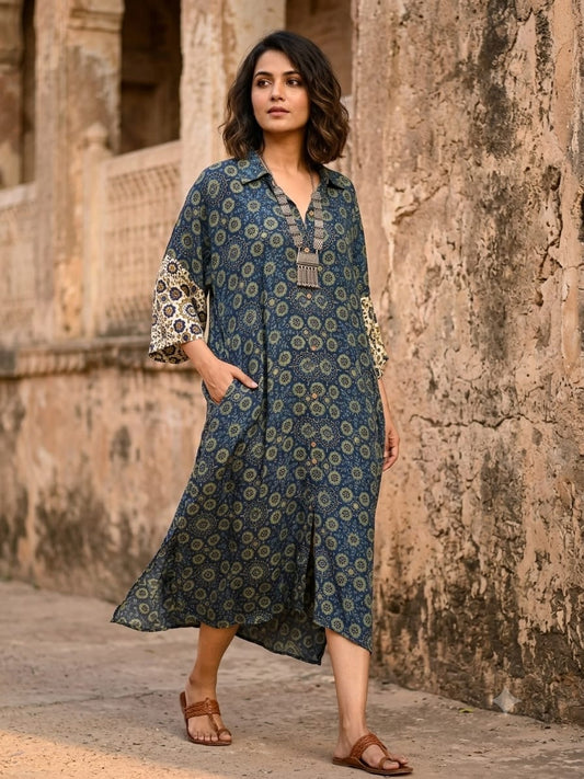 Ajrakh shirt dress
