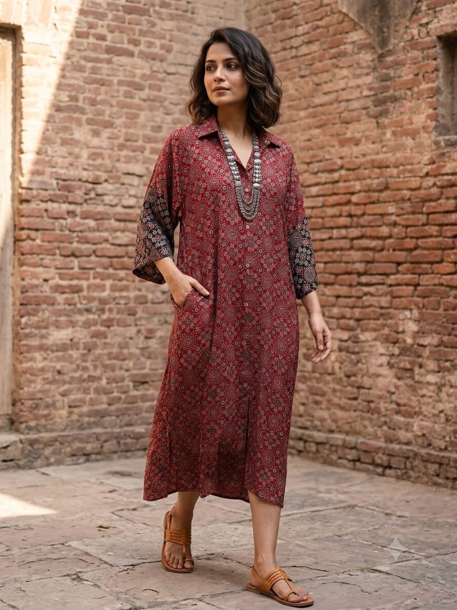 Ajrakh shirt dress