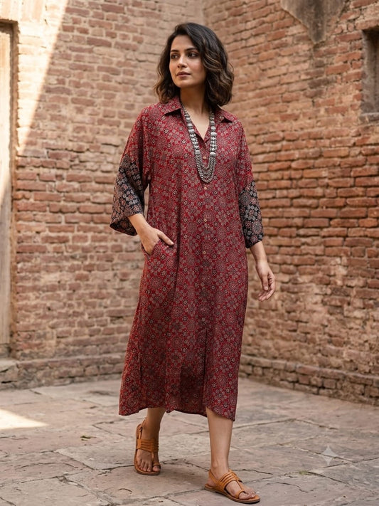 Ajrakh shirt dress