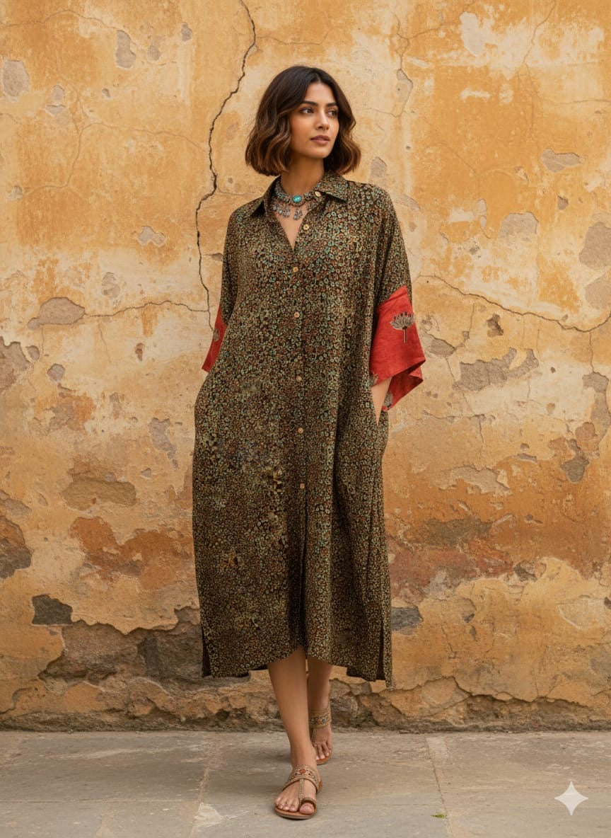 Ajrakh shirt dress