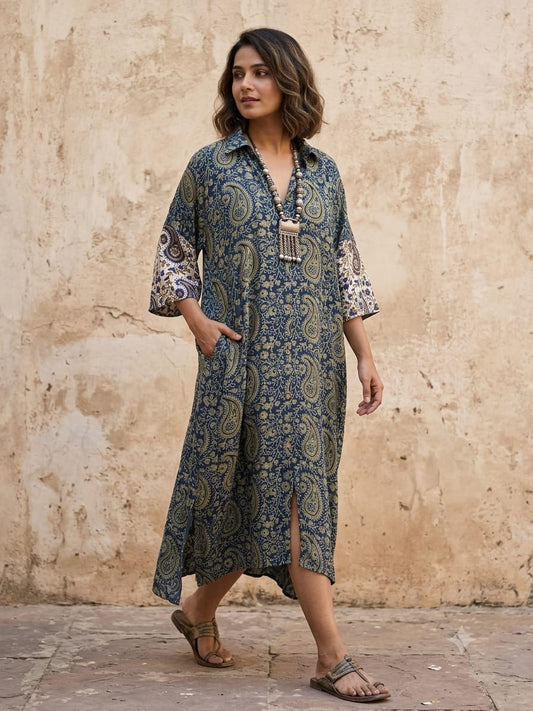 Ajrakh shirt dress